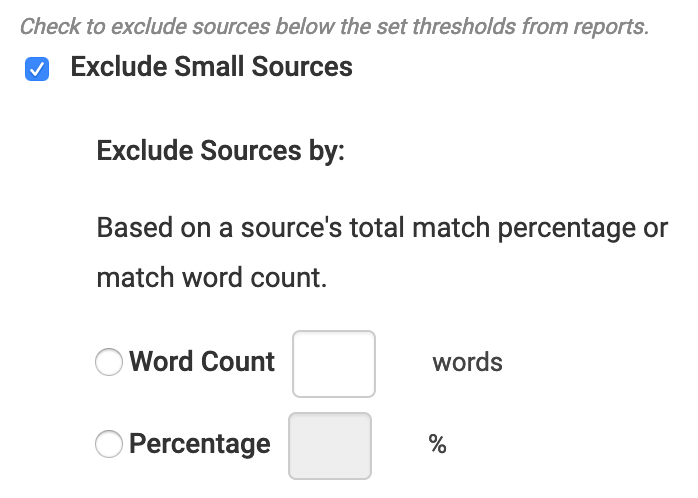 Exclude small sources