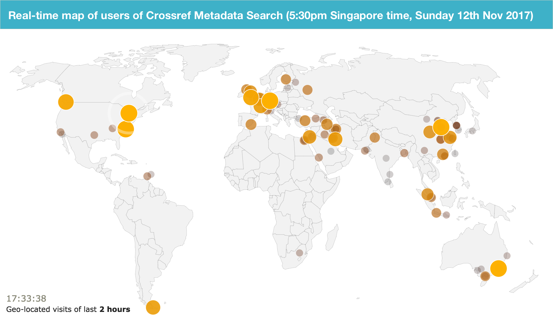 World map of current metadata search users
